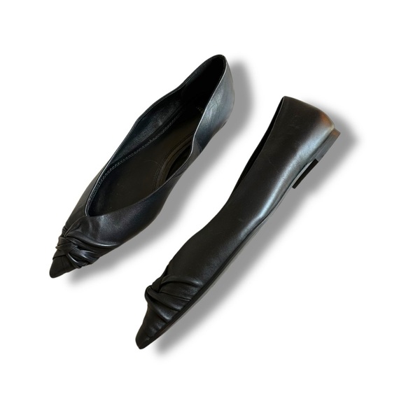 Maje Ballerina Black Leather Pointy Toe Flats Size 40 US 9.5 - Picture 2 of 9